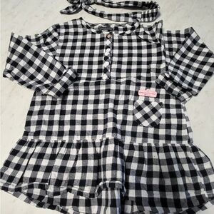 Black and White Checkered Kids Formal Dress